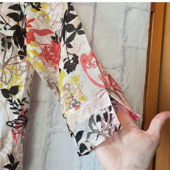 ALFRED DUNNER Semi Sheer Floral Button Down Blouse 8 Petite - Picture 3 of 8